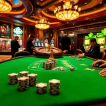 Khela88 bet poker table with players, roulette wheel in vibrant casino ambiance