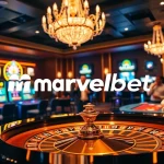 Marvelbet casino scene showcasing roulette, slots, and exciting gaming atmosphere.