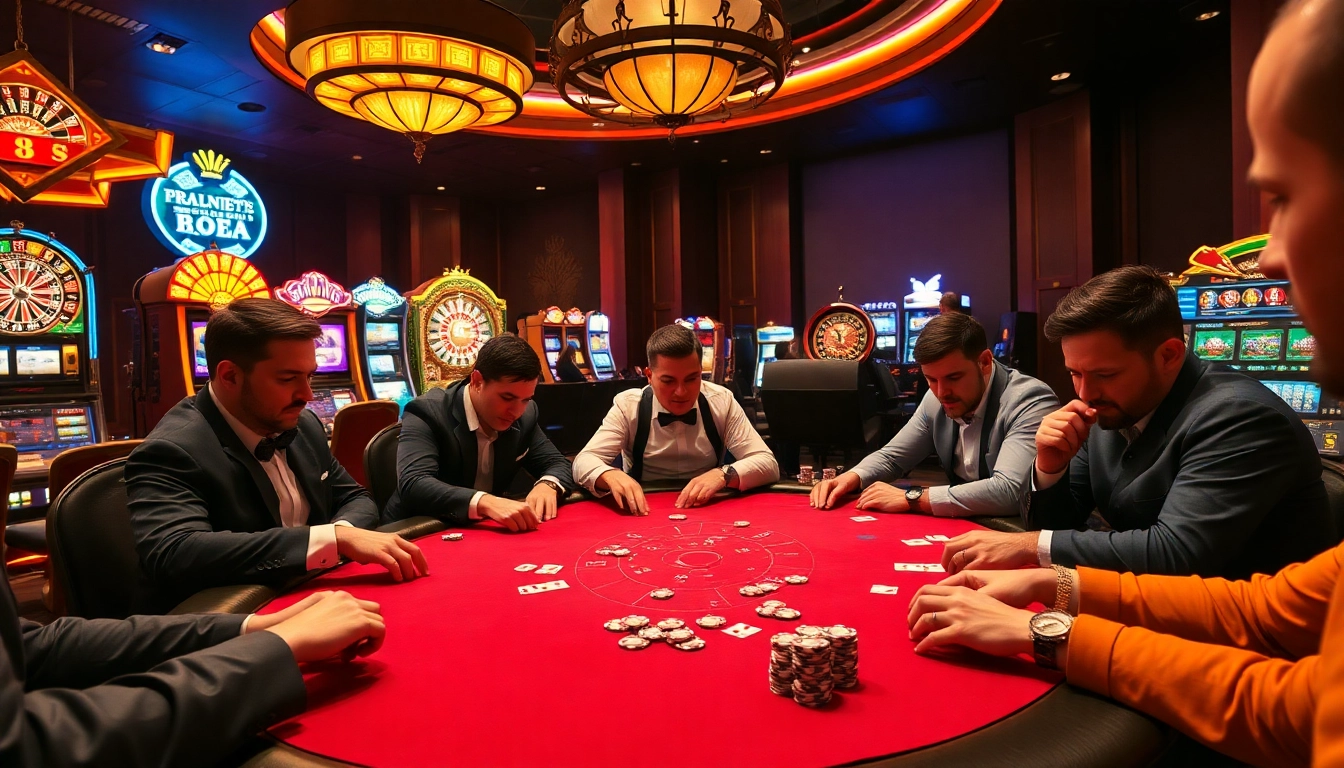 Experience exciting gambling action at sunwin88.art with players at a vibrant casino table.