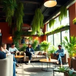 Members enjoying the unique experience at a weed club madrid, featuring a cozy atmosphere and vibrant decor.