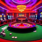 TẢI AF88 and experience the thrill of a luxurious casino with vibrant gaming tables and slot machines.