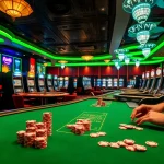 SODO casino scene showcasing high-stakes poker tables, vibrant slot machines, and exciting gameplay.