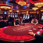 Players enjoying card games and roulette at 777VIP's luxurious casino atmosphere.