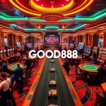 Players enjoying gaming tables at GOOD88 casino, experiencing a thrilling gambling atmosphere.