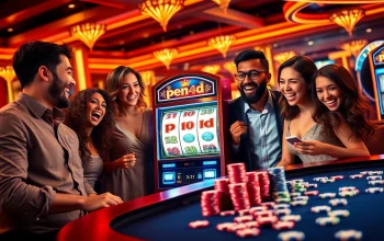 Penned players enjoy vibrant slot games at a modern casino, winning big with pen4d.