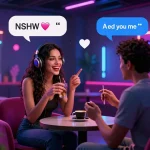 Engaging NSFW AI chat scene showcasing a vibrant virtual environment filled with playful avatars and flirty conversations.