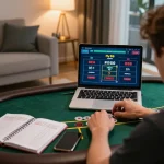 Player engaging in live dealer blackjack at fly88 online casino with warm, inviting atmosphere