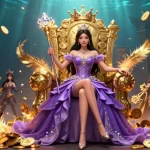 Experience the thrill of uu88 com in a vibrant casino atmosphere with a regal princess holding a scepter.