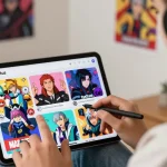 User engaging with the vibrant Status app, showcasing avatars and fandoms in a cozy, inviting setting.