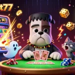 Spin to win with vegasslot77's vibrant casino scene showcasing winning slots and playful characters.