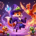 Experience the excitement of bolatangkas with this vibrant 3D illustration featuring dynamic slot game elements and enchanting characters.