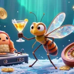 Spin and win with slot thailand featuring a lively scene of a casino mascot, trilobite DJ, and dynamic gameplay elements.