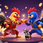 Engage with thrilling games via Link vào Sunwin chính thức, showcasing dynamic rooster battle and vibrant casino elements.