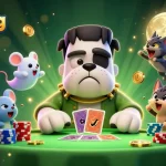 Experience the thrill of mahjong slot with engaging characters and casino elements in a vibrant cosmic scene.