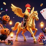 Experience login DRAGON222 in this vibrant casino scene with gold coins and dynamic gaming elements.