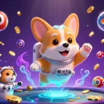 Engage with Raja game login as an astronaut corgi explores a vibrant casino in space.