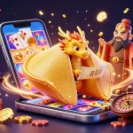 Experience SC88 cá cược with an engaging 3D illustration of a golden fortune cookie and gaming elements.