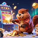 Experience the thrill of an australia online casino with a vibrant scene featuring cartoon characters amidst golden coins and slot machines.